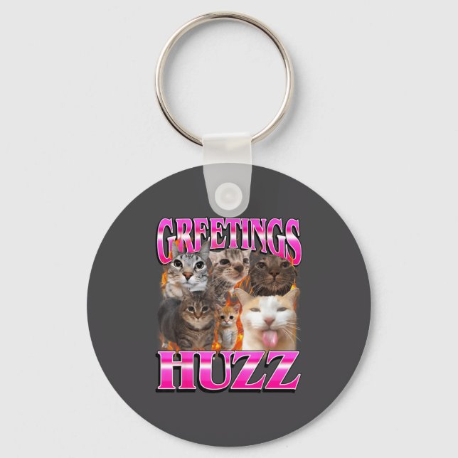 Llavero Greetings Huzz Funny Cat Meme Bootleg Graphic Men  (Anverso)