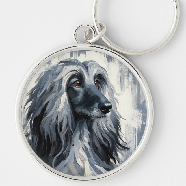 Llavero Grey Afghan Hound Portrait (Frente)