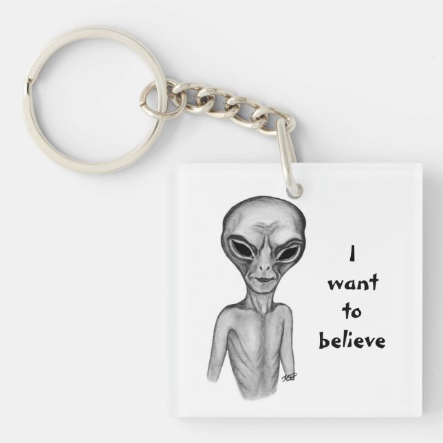 Llavero Grey Alien , quiero creer (Frente)