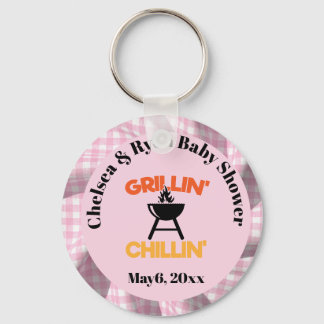 Llavero Grillin&chillin Baby q Gingham baby shower 