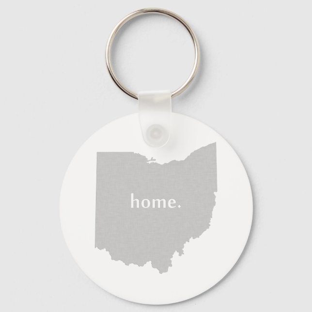 Llavero Gris con forma de Ohio y estado de Buckeye Ohio (Anverso)