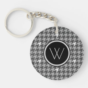 Llavero Gris con Houndstoth Keychain de acento plateado