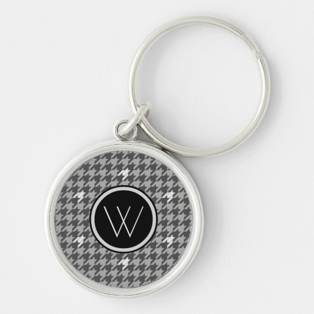 Llavero Gris con Houndstoth Keychain de acento plateado (Frente)