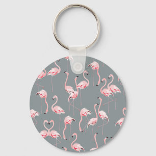 Llavero Gris Flamingo: Patrón Vintage de Seamless.