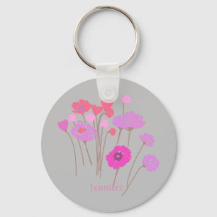 Llavero Gris floral moderno bonito