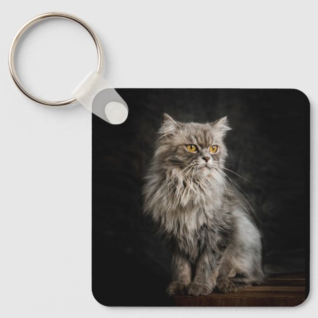 Llavero Gris Fluffy Cat (Anverso)
