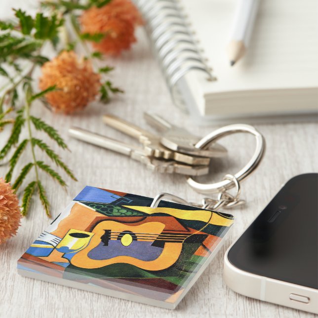 Llavero Gris - Guitarra y botella (Frente Derecha)