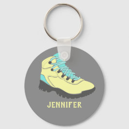 Llavero Gris personalizado de la bota de senderismo amaril