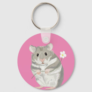 Llavero Gris y Hamster Blanco