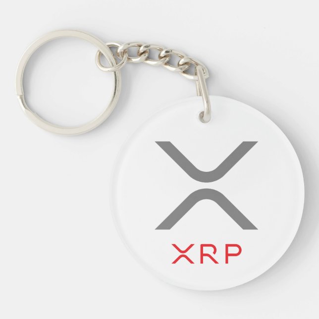 Llavero gris y rojo de la ondulación de XRP del (Frente)