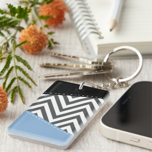Llavero Gris Zigzag, Gris Chevron, Zigzag Pattern, Azul