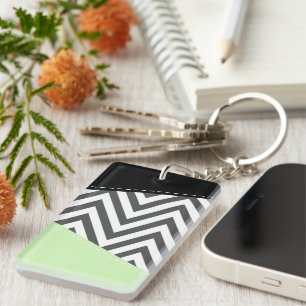 Llavero Gris Zigzag, Gris Chevron, Zigzag Pattern, Mint
