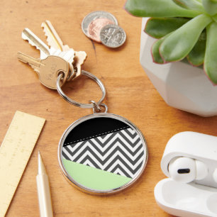 Llavero Gris Zigzag, Gris Chevron, Zigzag Pattern, Mint