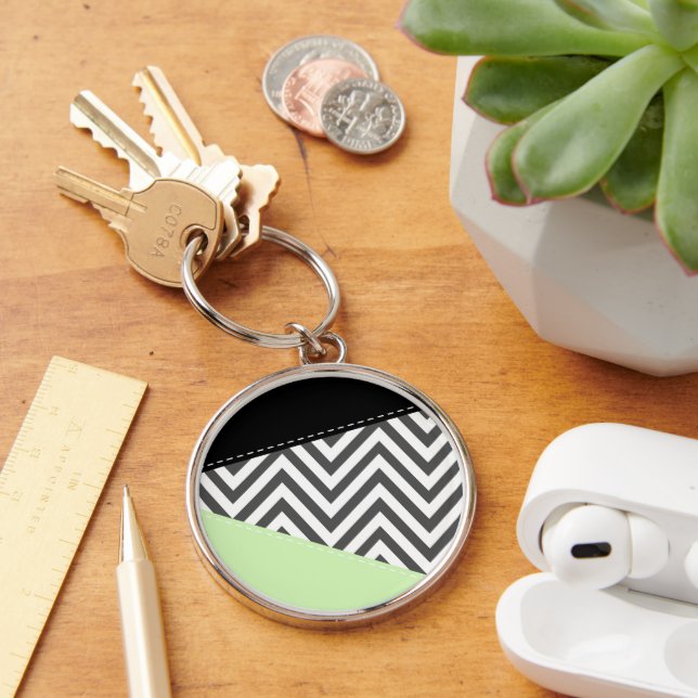 Llavero Gris Zigzag, Gris Chevron, Zigzag Pattern, Mint (Escritorio )