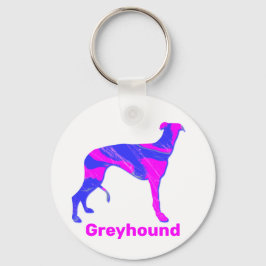 Llavero Grisú / Perro Lurcher Silhouette Pink Hot & Blue