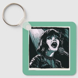 Llavero Grita Fuerte Punrockero Retro Vintage Verde Azul