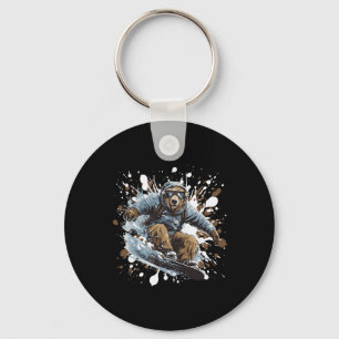 Llavero Grizzly Bear Animal Snowboard Deportes Snowboard