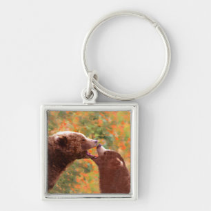 Llavero Grizzly Bear Mom and Cub Painting - Wildlife Art