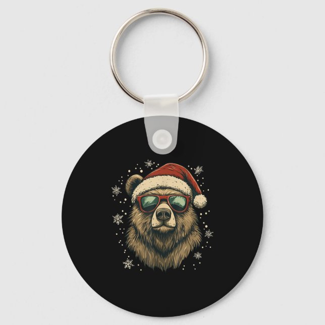 Llavero Grizzly Bear Santa Hat Funny Cute Animal Lover Chr (Anverso)