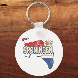Llavero Groningen Países Bajos Mapa Retro Vintage Holandés