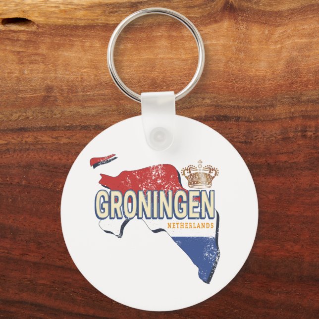 Llavero Groningen Países Bajos Mapa Retro Vintage Holandés (Anverso)