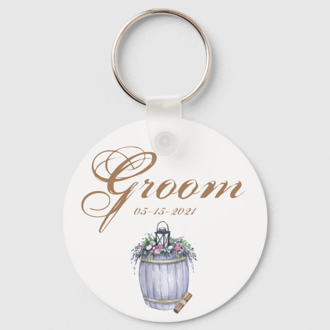 Llavero Groom Key Chain Summer Country Wedding Rústico Wat (Anverso)