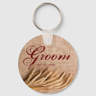 Llavero Groom Key Chain Whats on Burlap Sack Country Rusti