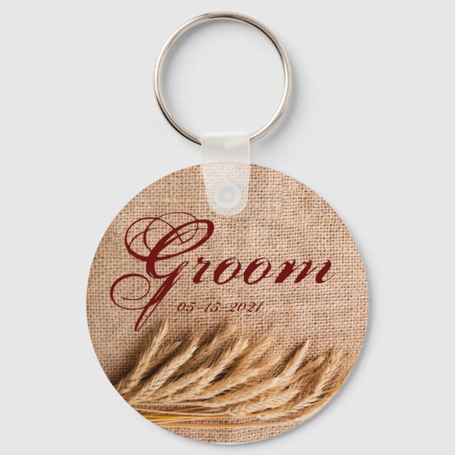 Llavero Groom Key Chain Whats on Burlap Sack Country Rusti (Anverso)