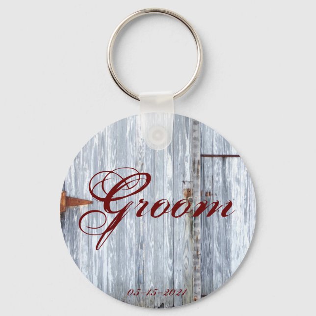 Llavero Groom Key Chain White Wash Wood Barn Dople Country (Anverso)