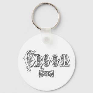 Llavero Groom with Bow Tie White and Black Type