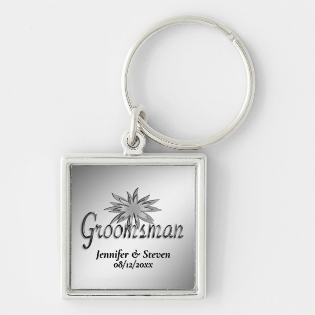 Llavero Groomsman Black and White Custom Keychains (Frente)