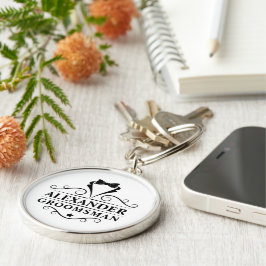 Llavero Groomsman Black Tie Premium Round