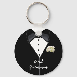 Llavero Groomsman Keychain, Boda de Tuxedo Negro