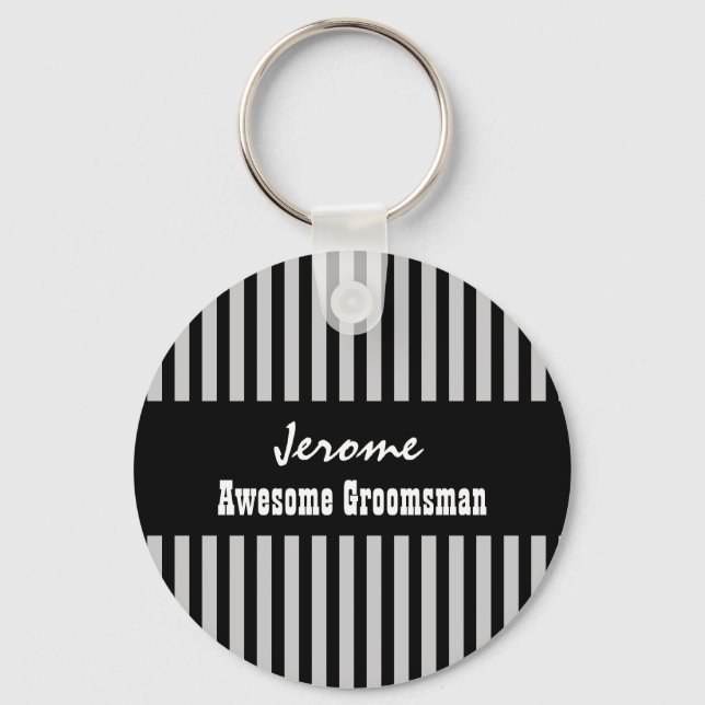 Llavero GROOMSMAN Nombre personalizado HUELLAS de plata ne (Anverso)