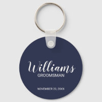 Groomsman personalizado con escritura moderna azul