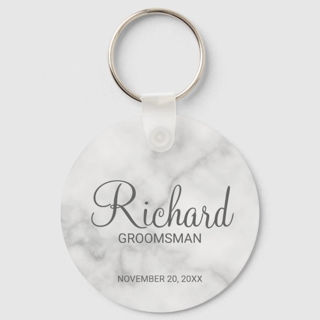 Llavero Groomsman personalizado con escritura moderna de m (Anverso)