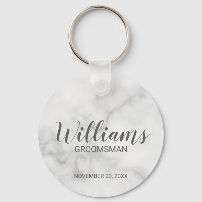 Llavero Groomsman personalizado con escritura moderna de m (Anverso)