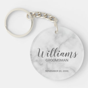 Llavero Groomsman personalizado con escritura moderna de m