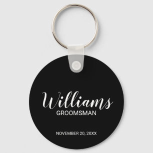Llavero Groomsman personalizado con escritura moderna negr