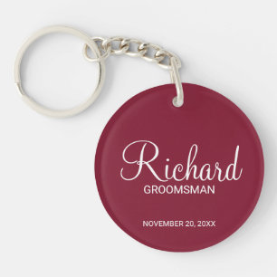 Llavero Groomsman personalizado con guión moderno