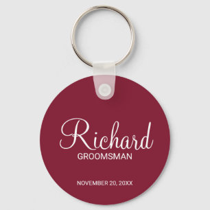 Llavero Groomsman personalizado con guión moderno