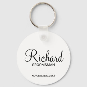 Llavero Groomsman personalizado con guión moderno