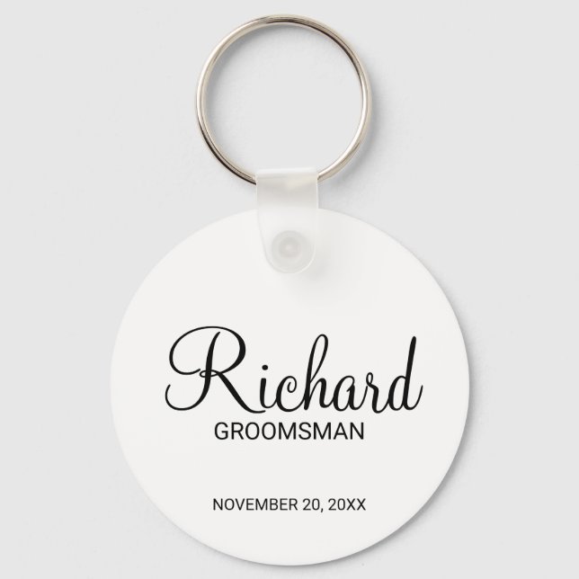 Llavero Groomsman personalizado con guión moderno (Anverso)