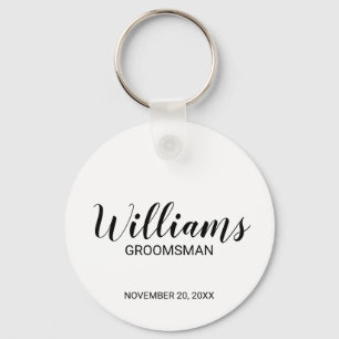 Llavero Groomsman personalizado con guión moderno