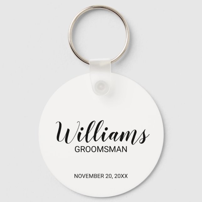 Llavero Groomsman personalizado con guión moderno (Anverso)