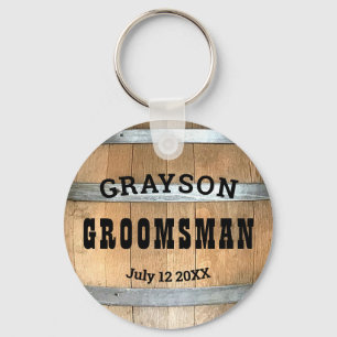Llavero Groomsman Rustic Whiskey Barrel Keychain