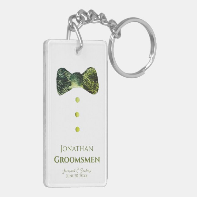 Llavero Groomsmen Funny Emerald Green boda de los lazos (Atrás Izquierda)