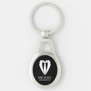 Llavero Groomsmen personalizado de Boda negro