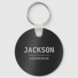 Llavero Groomsmen personalizado de nombre simple negro mod