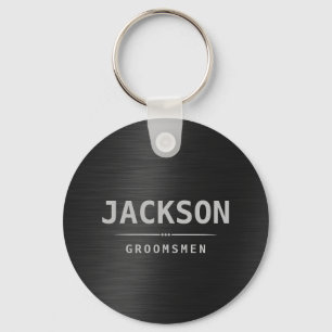 Llavero Groomsmen personalizado de nombre simple negro mod
